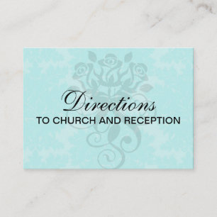 vet  aqua aquamarine blue damask patroon informatiekaartje