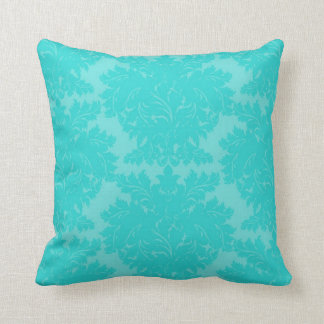 vet  aqua blue damask patroon kussen