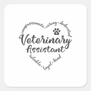 Vet-assistent, dierenarts-assistent vierkante sticker
