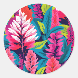 Vet Astilbe Bloemen Pop Art Pattern Ronde Sticker