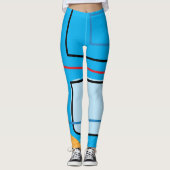 Vet Azure Blue Abstract Print Leggings (Voorkant)