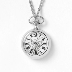 Vet B&W Wildflower Horloge