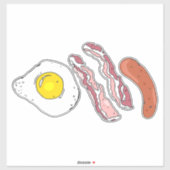 Vet bakken Ei Bacon Worst Ontbijt Voedsel Sticker (Vel)