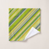 Vet Bamboe-kleuren Multi-Stripe Patroon | Monogram Bad Handdoek (Wasdoekje)