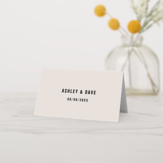 Vet Beige Bruiloft Custom Place Card (Achterkant)