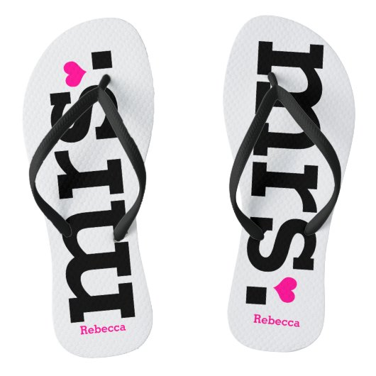 Vet belettering (roze) bruid teenslippers (Voetbed)