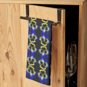 Vet blauw Abstract patroon met blauw bladerblok Theedoek