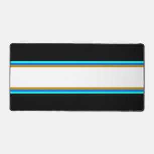 Vet Blauw Aqua Bruin Wit Racing Stripes op Zwart Bureaumat