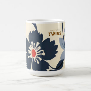 Vet Blauw Bloemen Moeder aan Tweeling Koffiemok