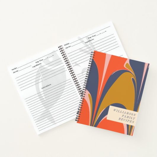 Vet blauw en Gold Abstract Design Custom Recipe Notitieboek (Binnen)