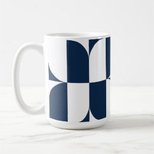 Vet blauw en wit Mid-Century Modern Geometric L Koffiemok