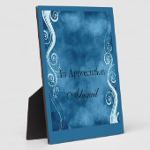 Vet Blauw en Witte Curls Zwemelen Monogram Fotoplaat (Zijkant)