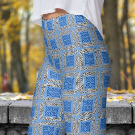 Vet blauw en zwart stampatroon leggings