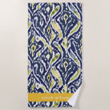 Vet Blauw Geel Abstract Classy Ikat Pattern