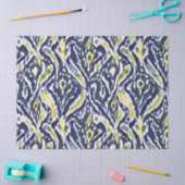 Vet Blauw Geel Abstract Classy Ikat Pattern Tissuepapier (Craft)