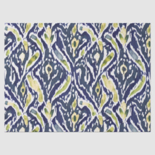 Vet Blauw Geel Abstract Classy Ikat Pattern Tissuepapier