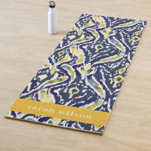 Vet Blauw Geel Abstract Classy Ikat Pattern