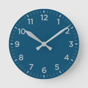 Vet blauw grijs glanzend minimalistische wandklok ronde klok