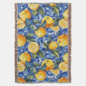 Vet Blauw Italiaans Positano Citroen Deken (Voorkant Verticaal)