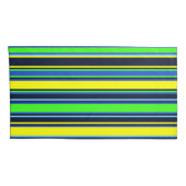 Vet Blauw, Limoen en Geel Gestreepte Kussensloop (Achterkant-Rechts)