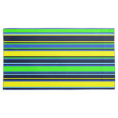 Vet Blauw, Limoen en Geel Gestreepte Kussensloop (Voorkant-Rechts)