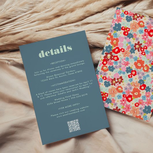 Vet Blauw QR Code Trouwen Gastinformatie Kaart