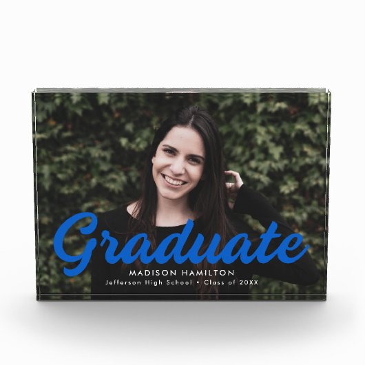 Vet blauw script Afstuderen Fotoblokken (Voorkant)