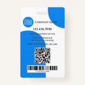 Vet Blauw Wit Retro Foto ID Badge (Achterkant)