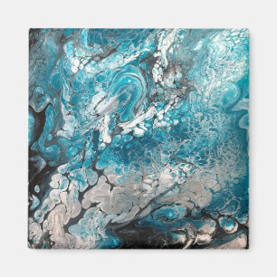 Vet blauw & zwart Abstract magneet