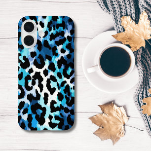 Vet Blauw Zwart Luipaard Cheetah Dierenprint iPhone 16 Hoesje