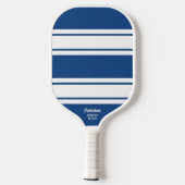 Vet Blauwe Moderne Stripe Aangepaste tekst Pickleball Paddle (Achterkant)