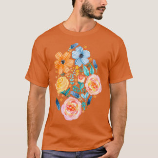 Vet bloemen op Blauwgroen donker T-shirt