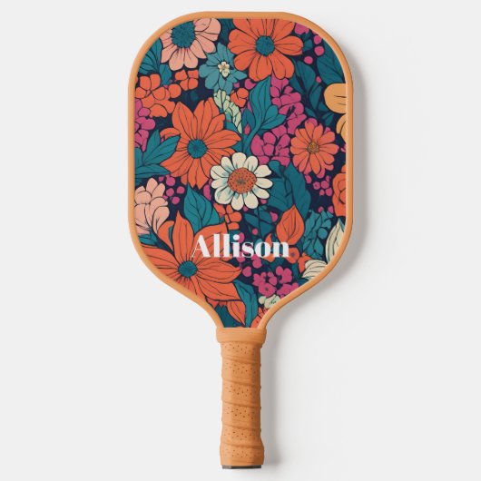 Vet Bloempatroon Modern Botanisch Custom Pickleball Paddle (Voorkant)
