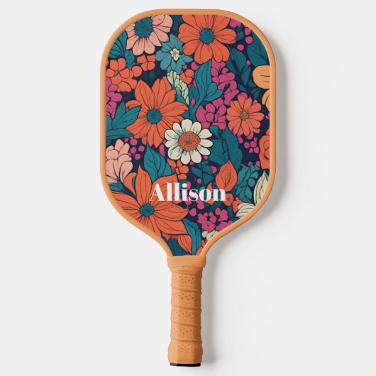 Vet Bloempatroon Modern Botanisch Custom Pickleball Paddle (Achterkant)