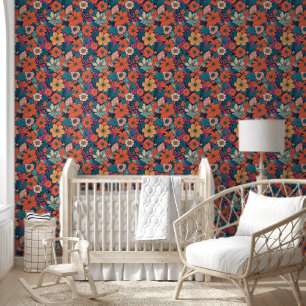 Vet Bloempatroon Moderne Bloemschil en Stok Behang