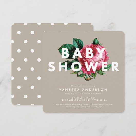Vet botanisch | Uitnodiging tot Baby shower (Voorkant / Achterkant)