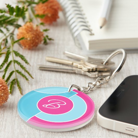 Vet Bright Fun Chic Abstract Circles Art Pattern Sleutelhanger (Voorkant Rechts)