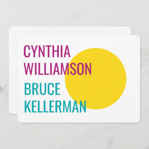 Vet Bright Neon Pink Yellow Turquoise Save Date Kaart