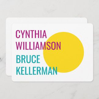 Vet Bright Neon Pink Yellow Turquoise Save Date Kaart