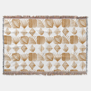 Vet Caribisch Tribal Mudcloth: Goud, Wit Deken