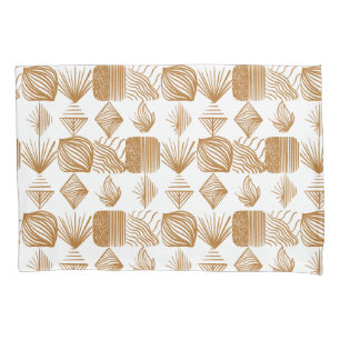 Vet Caribisch Tribal Mudcloth: Goud, Wit Kussensloop