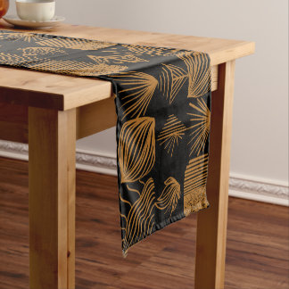 Vet Caribisch Tribal Mudcloth: Zwart, Goud Korte Tafelloper