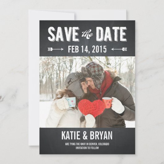Vet Chalkboard bewaart datumkaarten Save The Date (Voorkant)