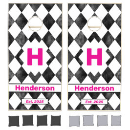 Vet Checkerboard bruiloft monogram en naam