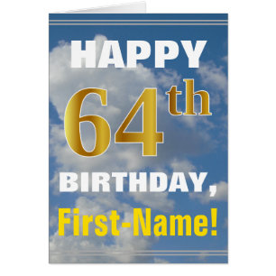 Vet, Cloudy Sky, Faux Gold 64th Birthday + Naam