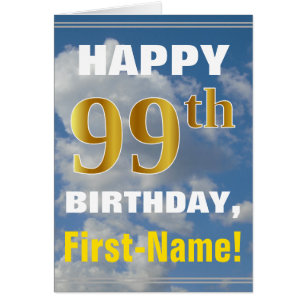 Vet, Cloudy Sky, Faux Gold 99th Birthday + Naam