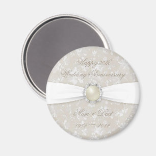 Vet Damask 30e Bruiloft Jubileum Ronde Magneet