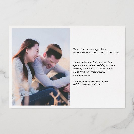 Vet Datum Elegant Modern Bruiloft Save the Date Folie Uitnodiging (Achterkant)