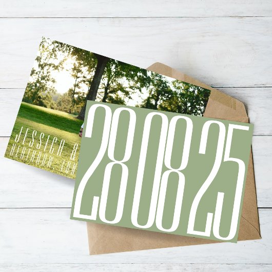 Vet Datum Sage Groen Wit Ultra Moderne Bruiloft Save The Date