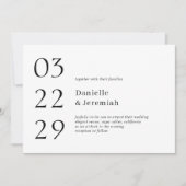 Vet Datum Schoon Minimaal Elegant Modern Bruiloft Kaart (Voorkant)